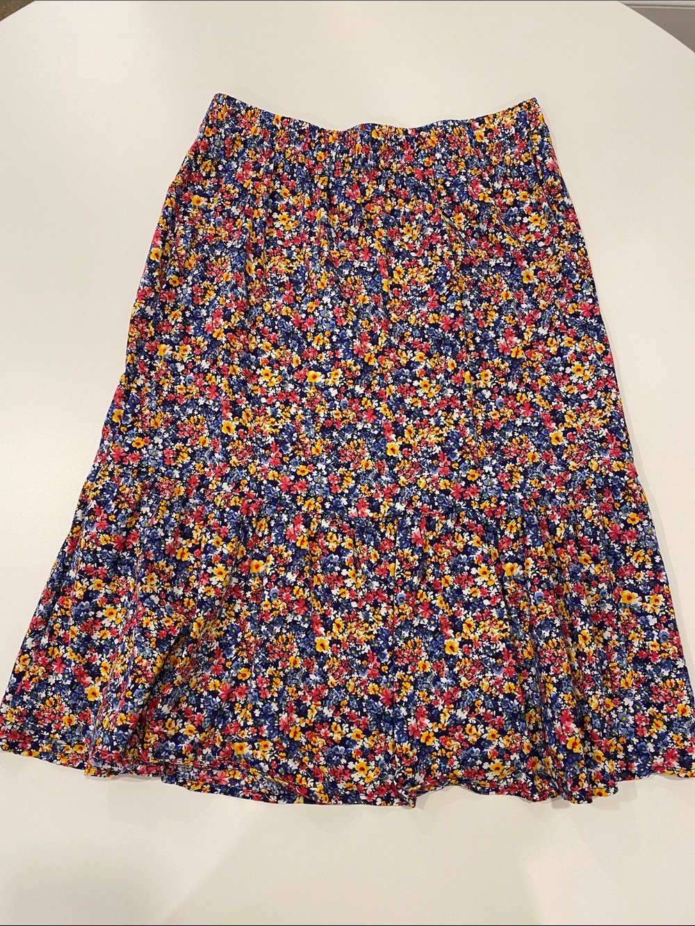 Old Navy Navy Floral Tiered Midi Skirt